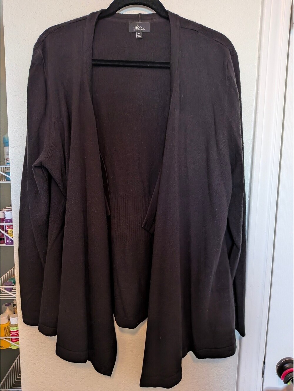 Distinctive Collections Women's Black Open-Front Oversized Cardigan XXL Acrylic